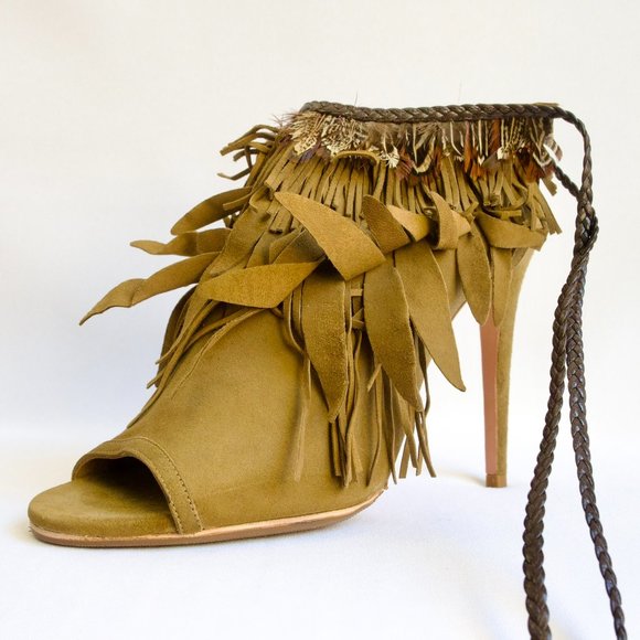 Aquazzura Pocahontas Suede Sandals NWT Sole Protected - Picture 1 of 11